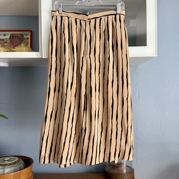 Vtg 80s DAVID HAYES 3pc Silk Blouse Blazer & Pleated Skirt Suit Striped - Picture 9 of 12